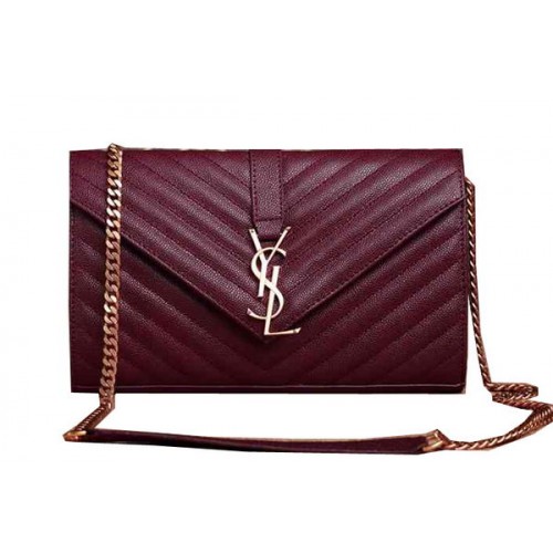 Geantă Saint Laurent Classic Monogram Cannage Pattern Flap Y5482 Burgundy