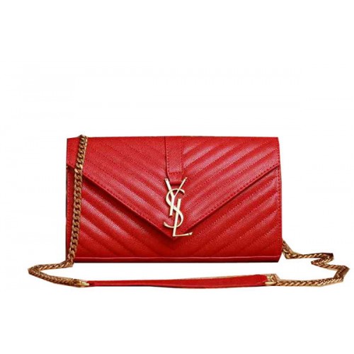 Geantă Saint Laurent Classic Monogram Cannage Pattern Flap Y5482 Roșie