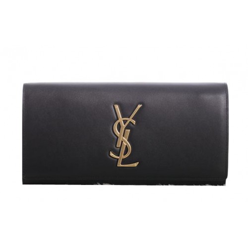 Saint Laurent Clutch Classic Monogramme Leather Original Y5486 Black