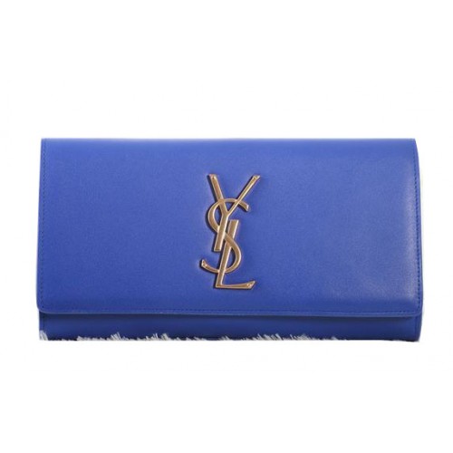 Clutch Saint Laurent Classic Monogram Piele Originală Y5486 Albastru