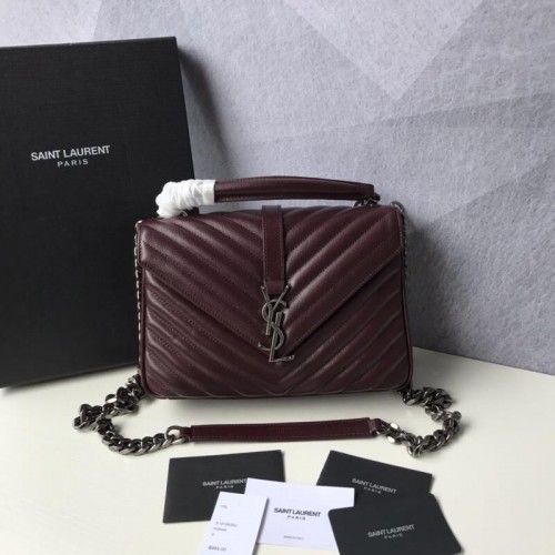 Geantă Saint Laurent Classic Monogramme Goat Original din piele cu clapă Y392738 Burgundy