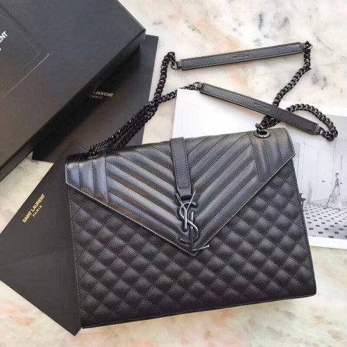 Geantă Saint Laurent Classic Monogramme din piele cu clapă 392738 neagră