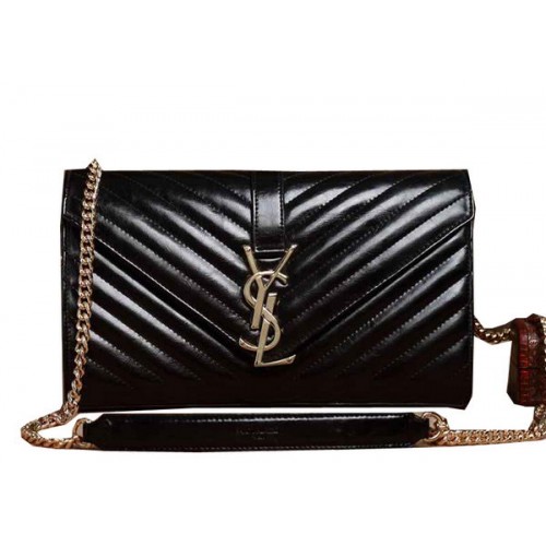 Geantă Saint Laurent Classic Monogramme din piele de oaie cu clapă Y5482 neagră