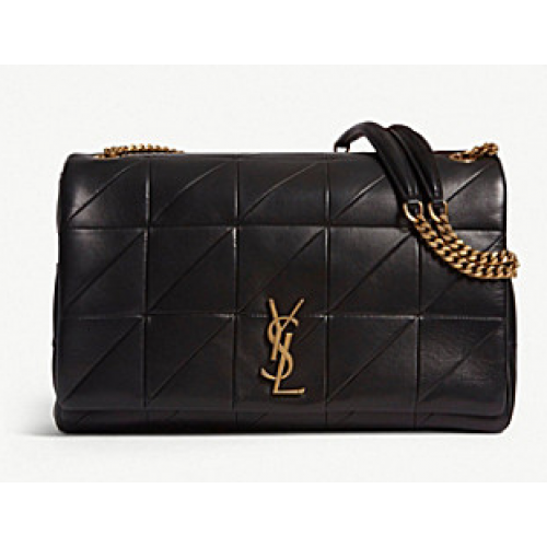 Geantă de umăr Saint Laurent Jamie Monogram Giant Full Flap cu lanț NMS18 neagră