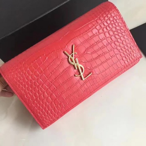 Geantă de umăr mini Saint Laurent din piele Croco 360458 Roșie