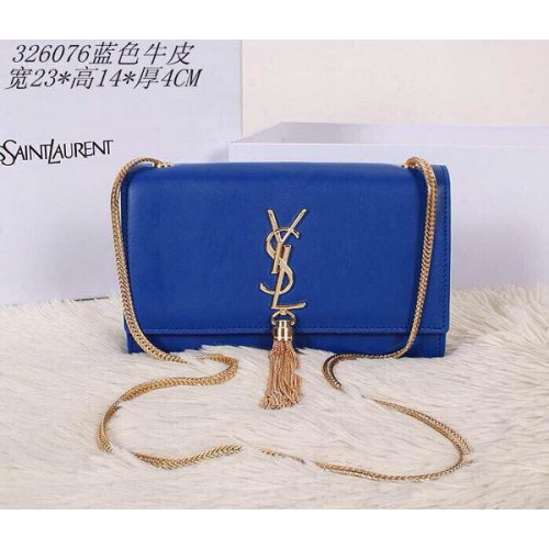 Geantă de umăr mini Saint Laurent cu monogramă crossbody 326076 albastră
