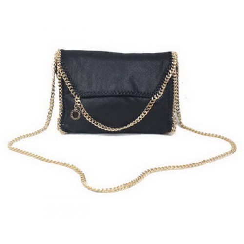 Stella McCartney Geantă Falabella din PVC negru, 875 auriu
