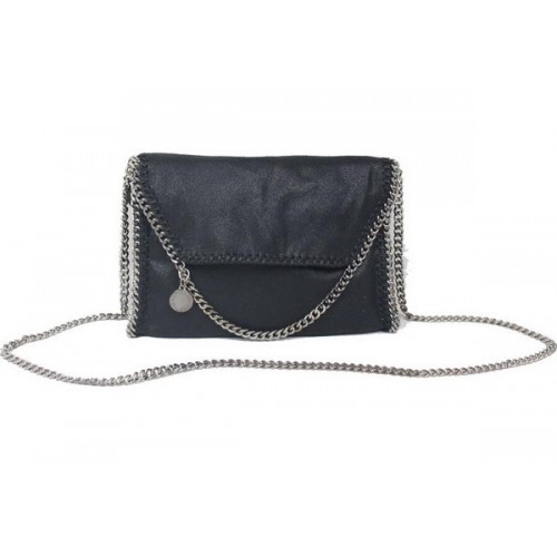 Stella McCartney Geantă Falabella din PVC negru, 875 argintie