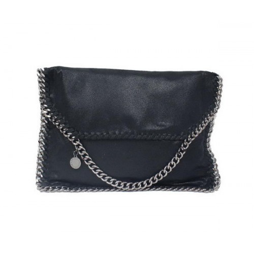 Stella McCartney Geantă Falabella din PVC negru, argintie 876