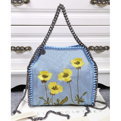 Stella McCartney Geantă Falabella din denim SMC8866 Galbenă