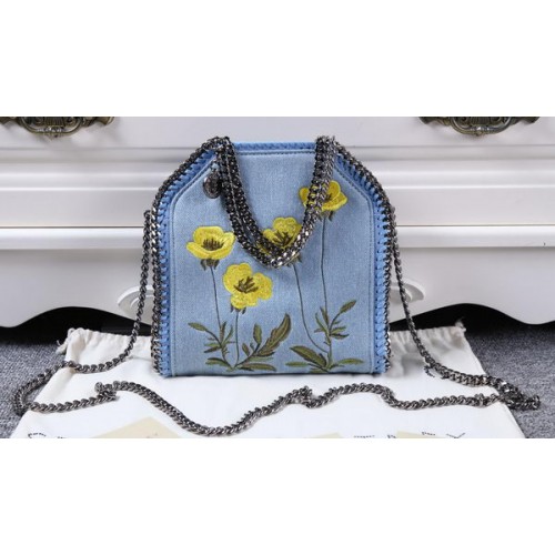 Stella McCartney Geantă Falabella din denim SMC8956 Albastră