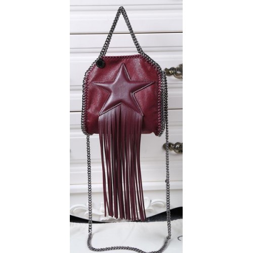 Stella McCartney Falabella Fringed Star Mini Tote Bag SM8855 Burgundy