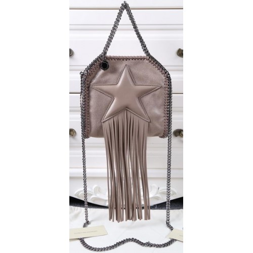 Geantă mini Stella McCartney Falabella cu franjuri și stea SM8855 Kaki