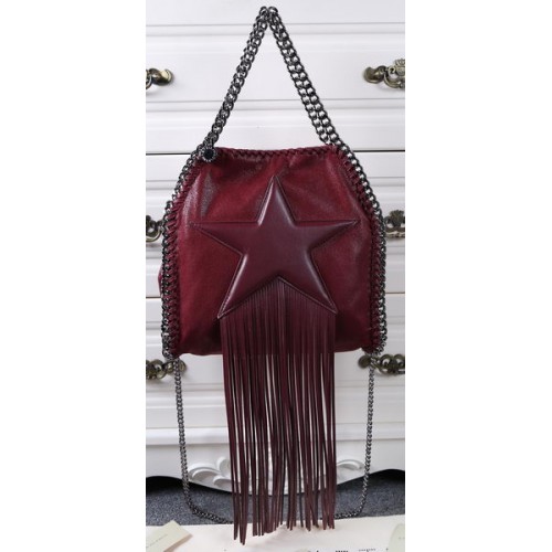 Stella McCartney Geantă Falabella Mini cu franjuri și stea SM8865 Burgundy