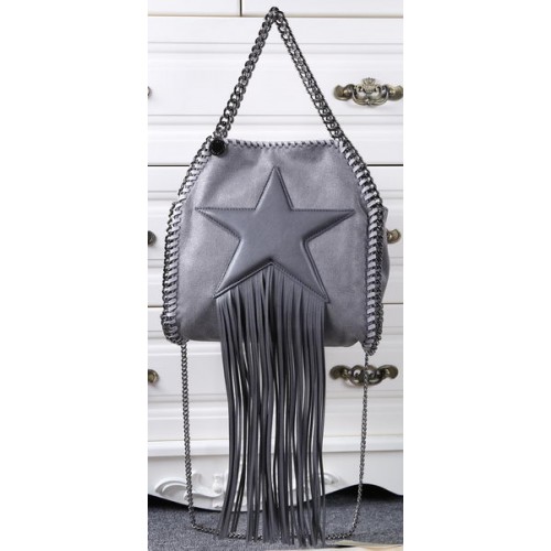 Stella McCartney Geantă Falabella Mini cu franjuri și stea SM8865 Gri închis