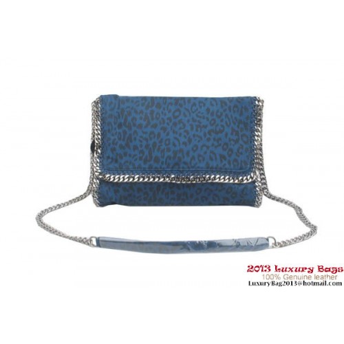 Stella McCartney Geantă Falabella din PVC cu imprimeu leopard, albastră, 822