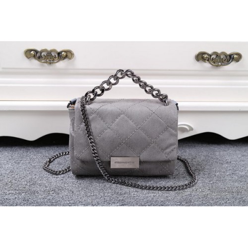 Stella McCartney Geantă crossbody din denim matlasat SMC015 gri