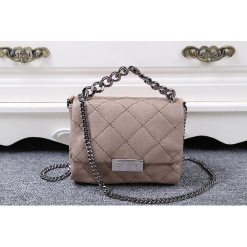 Stella McCartney Geantă crossbody din denim matlasat SMC015 Khaki