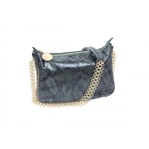 Stella McCartney Geantă crossbody din piele cu model șarpe 835 Verde