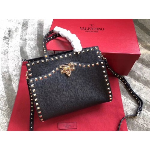 Geantă de umăr din piele matlasată VALENTINO Candy Rockstud 0650 neagră