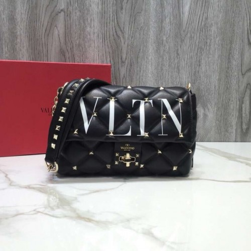 Geantă crossbody din piele matlasată VALENTINO Candy 0072 alb-negru