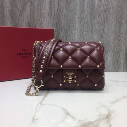 Geantă crossbody din piele matlasată VALENTINO Candy 0072 roșu închis