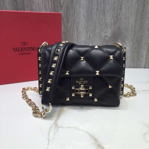 Geantă crossbody din piele matlasată VALENTINO Candy 0073 neagră