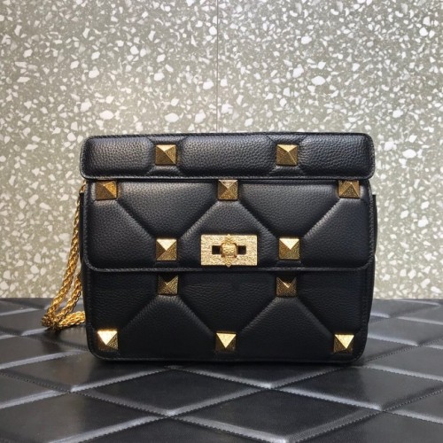 Geantă de umăr din piele de vițel granulată VALENTINO GARAVANI 2B0I59 neagră