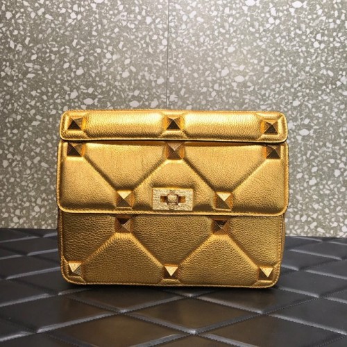 Geantă de umăr din piele de vițel granulată VALENTINO GARAVANI 2B0I60 auriu