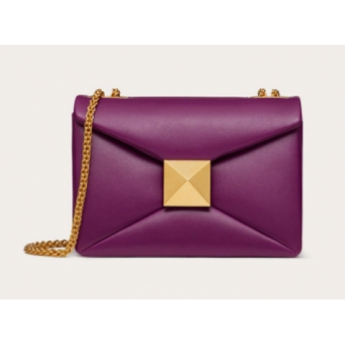 Geantă de umăr din piele de oaie cu un știft VALENTINO GARAVANI XW0B0K21 violet