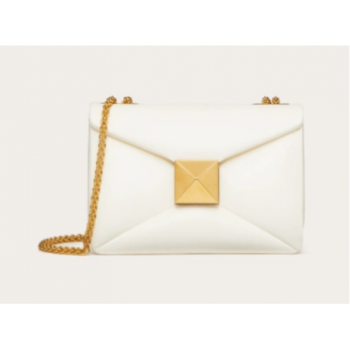 Geantă de umăr din piele de oaie cu un știft VALENTINO GARAVANI XW0B0K21 albă