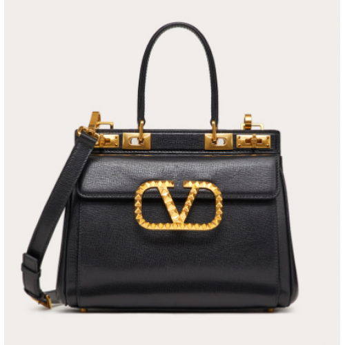 VALENTINO GARAVANI Rockstud Alcove Piele de vițel cu granulație medie 2B0J41 negru