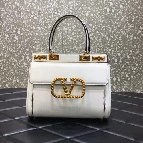 VALENTINO GARAVANI Rockstud Alcove Piele de vițel cu granulație medie 2B0J41 alb