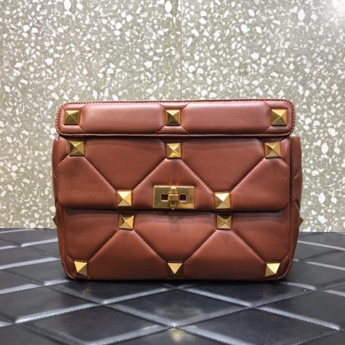 VALENTINO GARAVANI Ceas Roman Stud Large din piele de oaie Napa 1189L maro