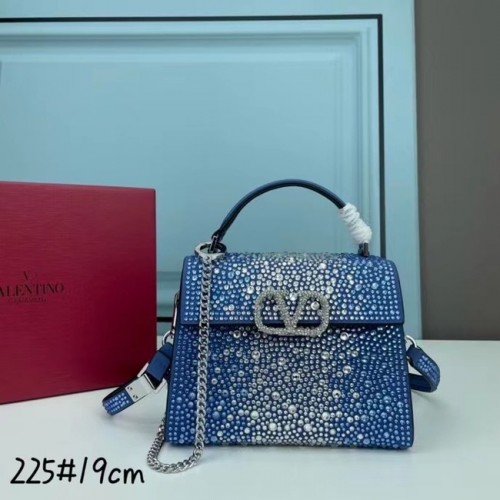 Geantă mini tote VALENTINO GARAVANI WASHING cu diamant strălucitor XW2B1G9 Albastru și metal argintiu
