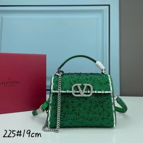 Geantă mini tote VALENTINO GARAVANI WASHING cu diamant strălucitor XW2B1G9 verde și metal argintiu
