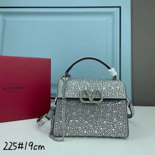 Geantă mini tote VALENTINO GARAVANI WASHING cu diamant strălucitor XW2B1G9 argintiu și metal argintiu