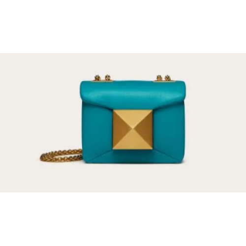 Geantă de umăr mini VALENTINO GARAVANI cu un știft din piele de oaie XW0P0X98H albastră