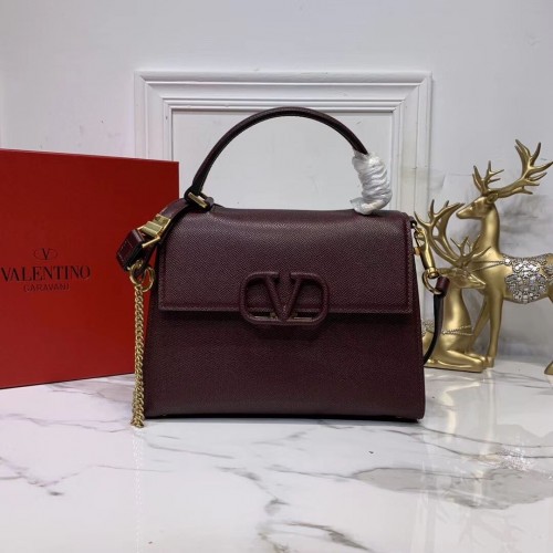 Geantă originală VALENTINO din piele V0025 Burgundy