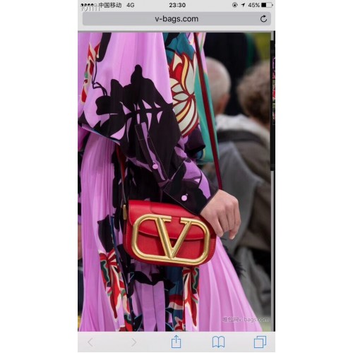 Geantă de umăr originală din piele VALENTINO V0032 roșie