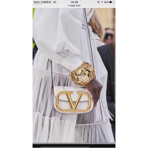 Geantă de umăr originală din piele VALENTINO V0032 albă