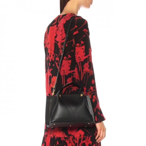 VALENTINO Geantă din piele originală 9077 neagră