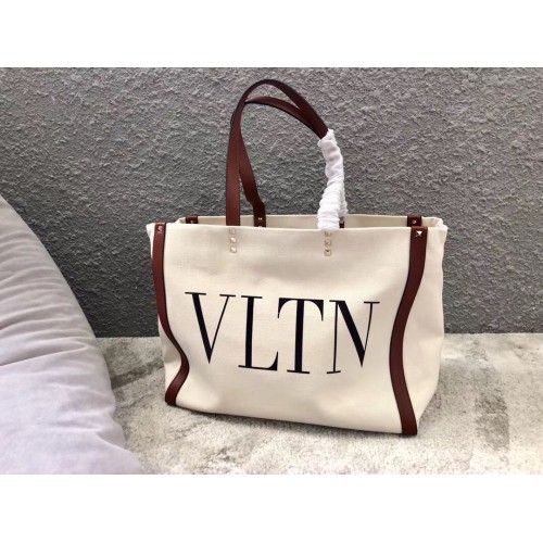 Geantă de cumpărături din pânză VALENTINO Rockstud V0978 Alb și vin