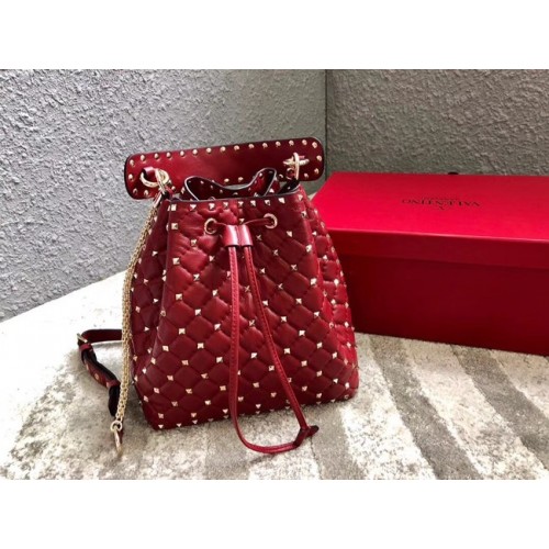 Geantă tip buzunară VALENTINO Rockstud din piele 0059L roșie