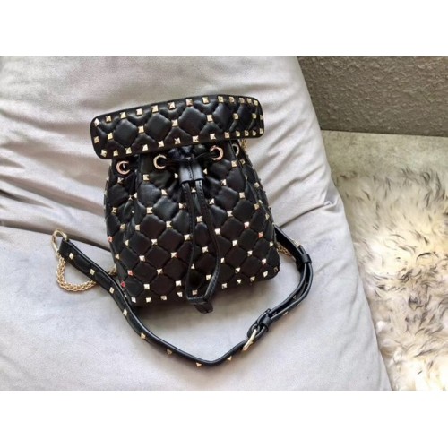 Geantă tip buzunară VALENTINO Rockstud din piele 0059S neagră