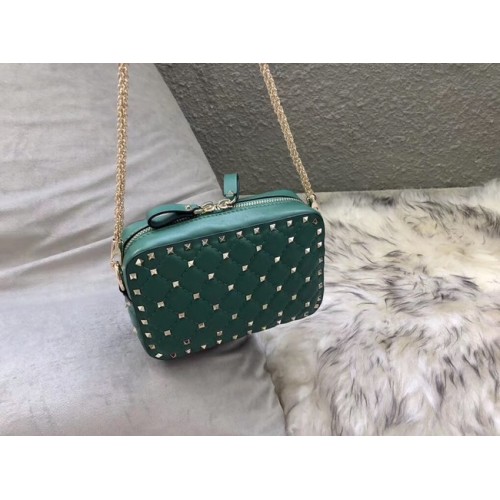 Geantă crossbody din piele VALENTINO Rockstud pentru cameră 57367 verde
