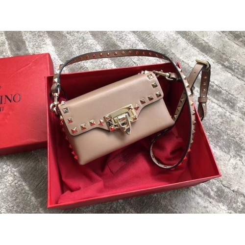Geantă crossbody din piele VALENTINO Rockstud 04235 caisă