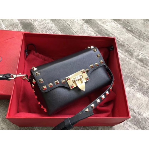 Geantă crossbody din piele VALENTINO Rockstud 04235 neagră