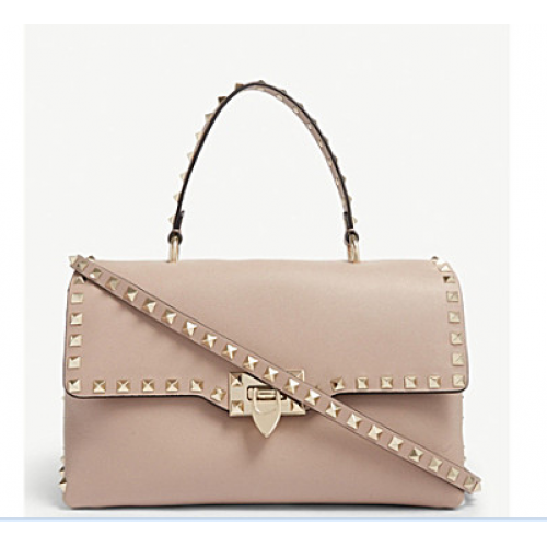 Geantă tote din piele VALENTINO Rockstud V0094 ROZ