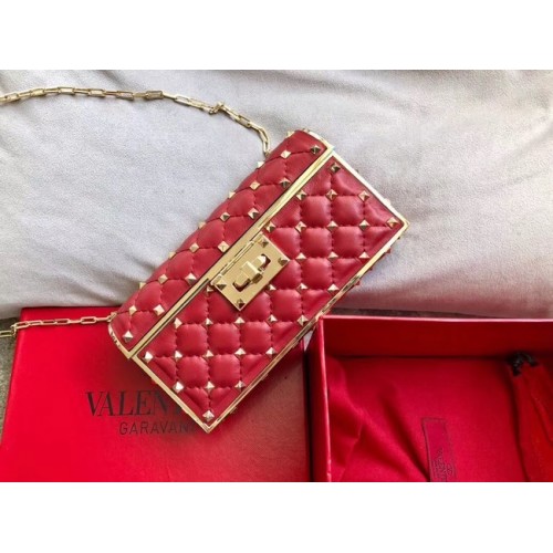 Geantă crossbody VALENTINO Rockstud din piele matlasată 0702 roșie